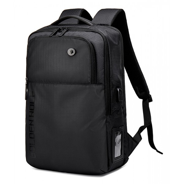 GOLDEN WOLF τσάντα πλάτης GB00399, με θήκη laptop 15.6", 20L, μαύρη - Προσωπική Φροντίδα
