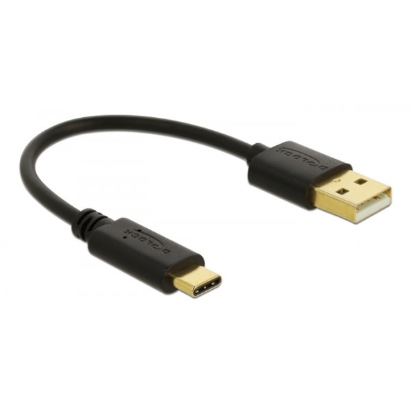DELOCK καλώδιο USB σε USB-C 85354, 3A, 22AWG, 0.15m, μαύρο - DeLock
