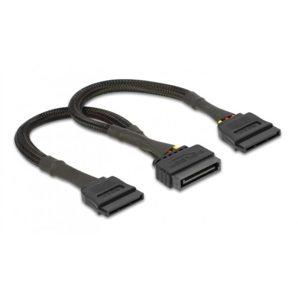 DELOCK καλώδιο SATA 15pin σε 2x SATA 15pin 60135, 0.25m, μαύρο - Εσωτερικά PC
