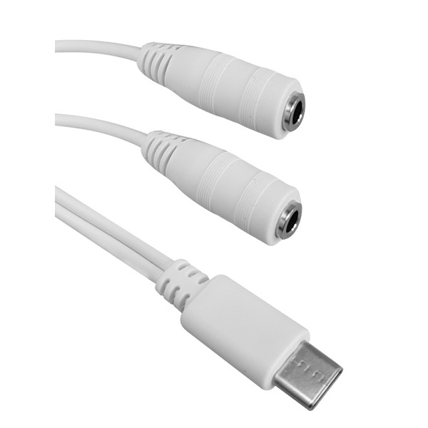 POWERTECH καλώδιο USB-C σε 2x 3.5mm CAB-UC055, 0.20m, λευκό - Powertech