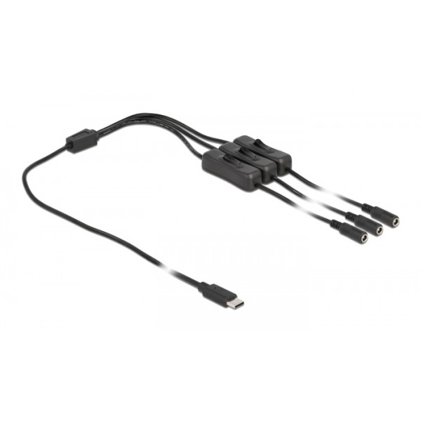 DELOCK καλώδιο USB Type-C σε 3x DC 5.5 x 2.1mm 86801, 1m, μαύρο - Σύγκριση Προϊόντων