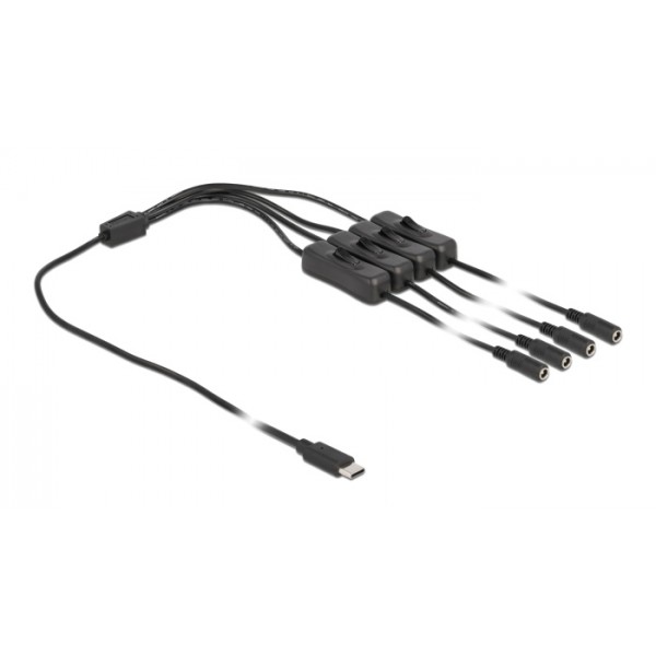 DELOCK καλώδιο USB Type-C σε 4x DC 5.5 x 2.1mm 86802, 1m, μαύρο - Σύγκριση Προϊόντων