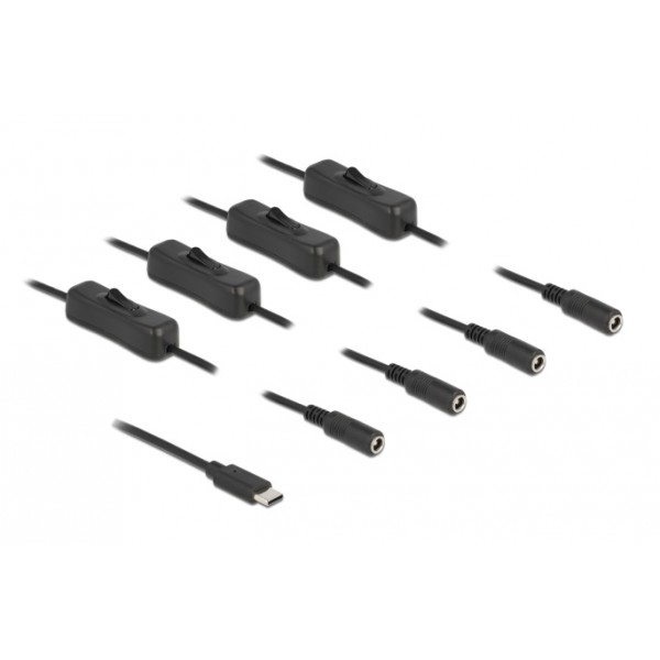 DELOCK καλώδιο USB Type-C σε 4x DC 5.5 x 2.1mm 86802, 1m, μαύρο - Σύγκριση Προϊόντων