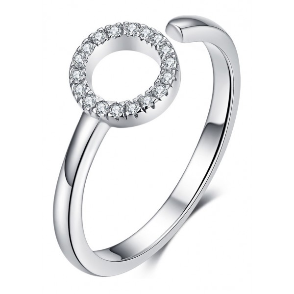 BAMOER δαχτυλίδι SCR545 με κυβική ζιρκόνια, ανοιγόμενο, ασήμι 925, ασημί - BAMOER