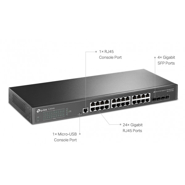 TP-LINK L2+ managed switch TL-SG3428, 24-Port Gigabit, 4x SFP, Ver. 2.0 - Δικτυακά