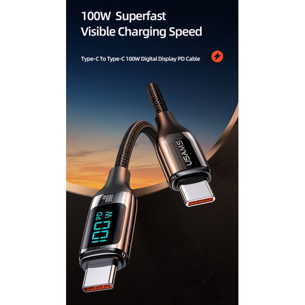 USAMS καλώδιο USB Type-C US-SJ546, 100W/5A, 1.2m, μαύρο - USAMS