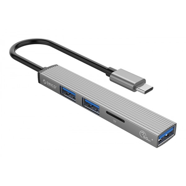 ORICO USB hub AH-12F με card reader, 3 θυρών, 5Gbps, USB-C σύνδεση, γκρι - ORICO