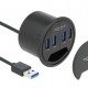 DELOCK USB hub 64153, 4x θυρών, 5Gbps, Φ60mm, USB σύνδεση, μαύρο