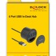 DELOCK USB hub 64153, 4x θυρών, 5Gbps, Φ60mm, USB σύνδεση, μαύρο