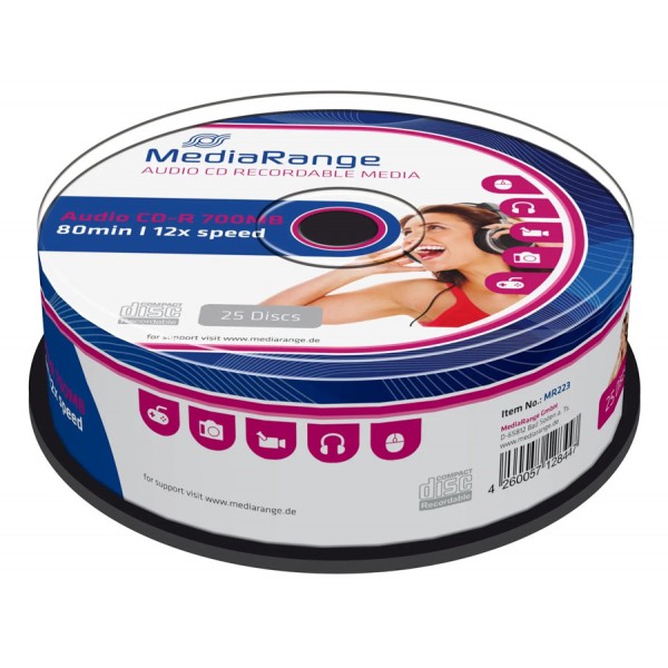 MEDIARANGE AUDIO CD-R 12x 700MB/80min, cake box, 25τμχ