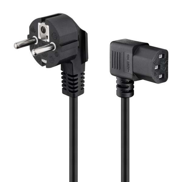 GOOBAY καλώδιο τροφοδοσίας 96032, γωνιακό, 1mm², 3m, μαύρο - Τροφοδοσία