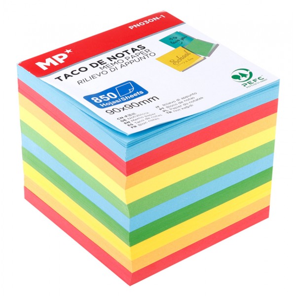 MP χαρτάκια σημειώσεων PN030N-1, 90x90mm, 850τμχ, χρωματιστά - Αναλώσιμα - Είδη Γραφείου