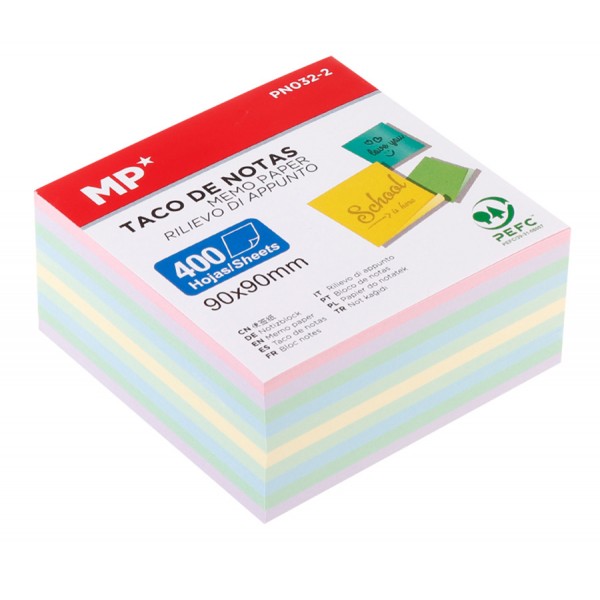 MP χαρτάκια σημειώσεων PN032-2, 90x90mm, 400τμχ, χρωματιστά - Αναλώσιμα - Είδη Γραφείου