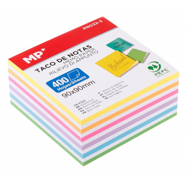 MP χαρτάκια σημειώσεων PN032-3, 90x90mm, 400τμχ, χρωματιστά - Αναλώσιμα - Είδη Γραφείου
