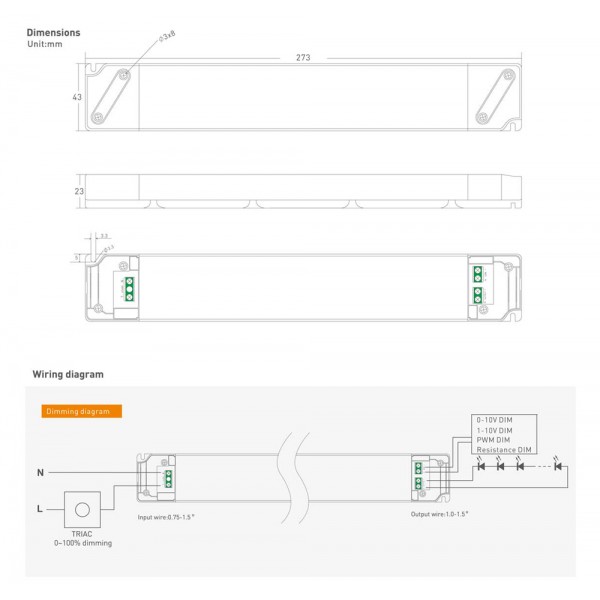 YSD τροφοδοτικό DC 100WUGP-12, 12VDC, 100W, 8.3A, IP20, dimmable - YSD