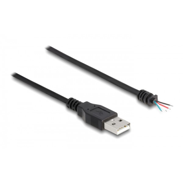 DELOCK καλώδιο USB 64184 με ελεύθερα άκρα, 28 AWG, 1m, μαύρο - USB