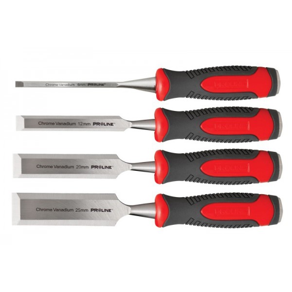 PROLINE σκαρπέλα ξύλου 19142, αντιολισθητική λαβή, 6-25mm, 4τμχ - PROLINE