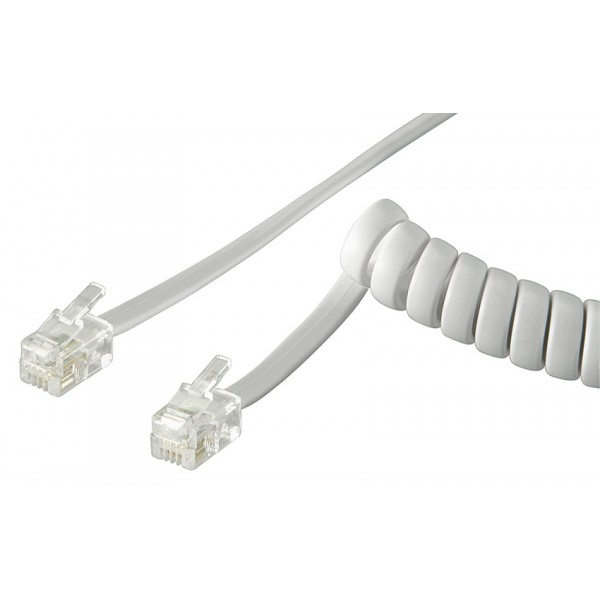 GOOBAY καλώδιο τηλεφώνου 68601, spiral, RJ10 4P4C, CCA, 4m, λευκό - Τηλεφωνία