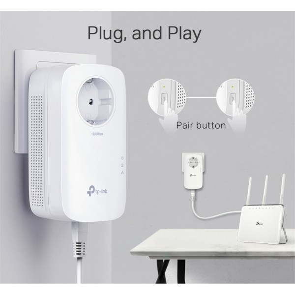 TP-LINK Passthrough Powerline Starter Kit TL-PA8010P, AV1300, Ver: 3.0