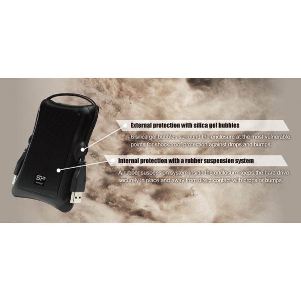 SILICON POWER εξωτερικός HDD Armor A30, 1TB, USB 3.2, μαύρος - Σκληροί Δίσκοι