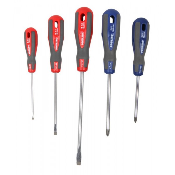 PROLINE σετ κατσαβίδια 10208, 3x ίσια & 2x σταυρωτά, μαγνητικά, 5τμχ - PROLINE