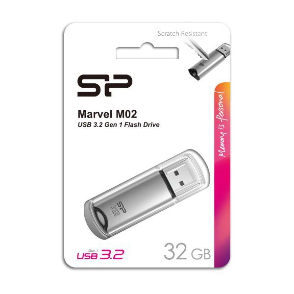 SILICON POWER USB Flash Drive Marvel M02, 32GB, USB 3.2, γκρι - USB Flash Drives