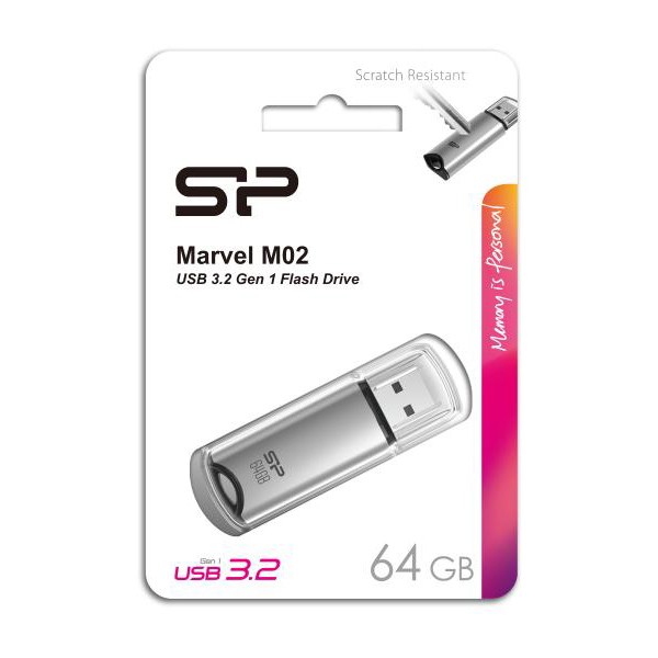 SILICON POWER USB Flash Drive Marvel M02, 64GB, USB 3.2, γκρι - USB Flash Drives