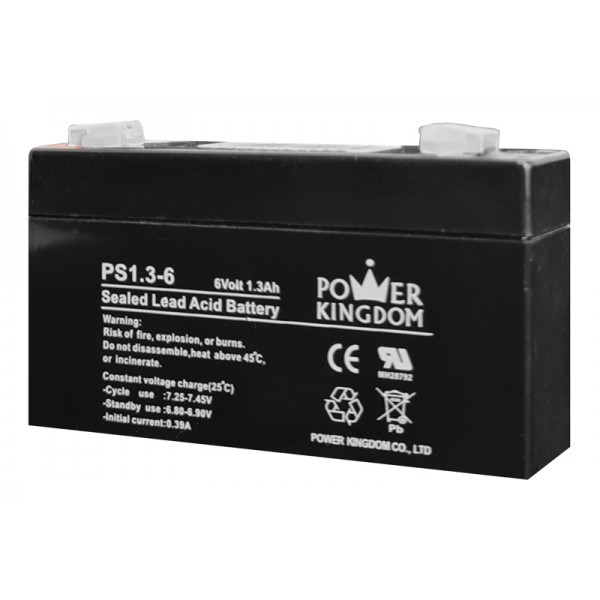 POWER KINGDOM μπαταρία μολύβδου PS1.3-6, 6V 1.3Ah - Μπαταρίες UPS