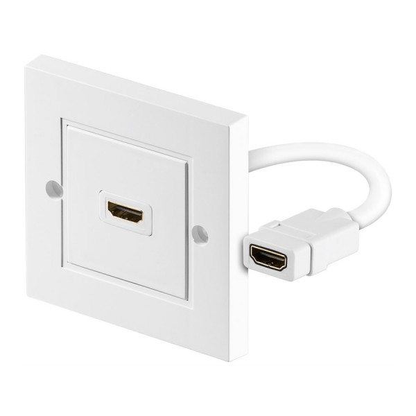 GOOBAY πρίζα τοίχου HDMI 51722, gold-plated, 4K, λευκή - GOOBAY