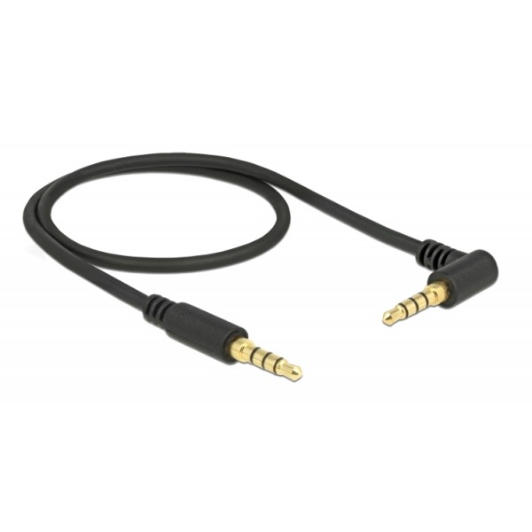 DELOCK καλώδιο Jack stereo σε Jack stereo 4pin 3.5mm, 90°, μαύρο, 0.5m - Ήχος