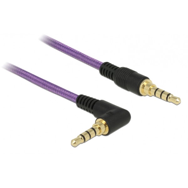 DELOCK καλώδιο Jack stereo σε Jack stereo 4pin 3.5mm, 90°, μωβ, 1m - Ήχος