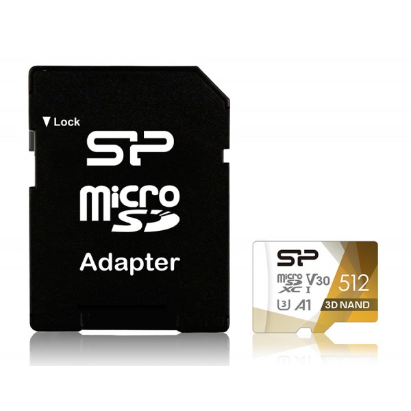 SILICON POWER κάρτα μνήμης microSDXC Superior Pro, 512GB, Class 10 UHS-I U3 A1 V30 - Κάρτες Μνήμης