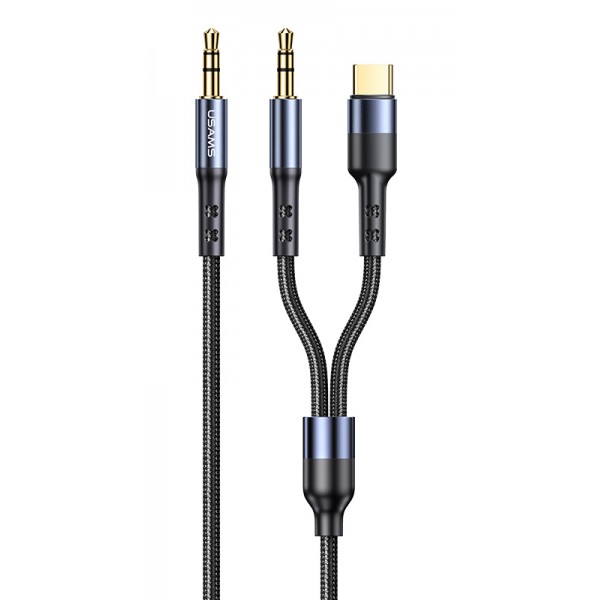 USAMS καλώδιο ήχου 3.5mm σε USB-C & 3.5mm US-SJ555, 1.2m, μαύρο - Ήχος
