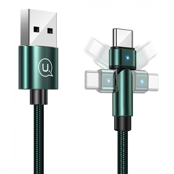USAMS καλώδιο USB-C σε USB SJ477, περιστρεφόμενο βύσμα, 2A, 1m, πράσινο - USAMS