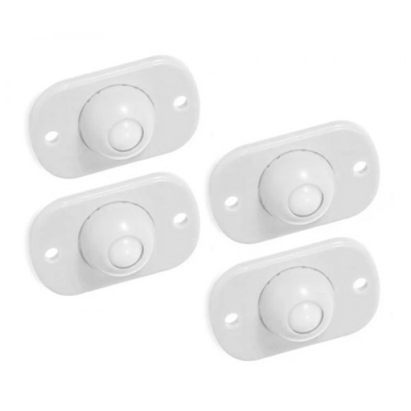 Αυτοκόλλητα ροδάκια HUH-0084, πλαστικά, λευκά, 4τμχ - UNBRANDED