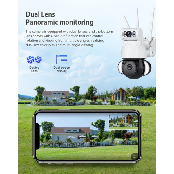 SECTEC smart κάμερα ST-428-4M-DL με προβολείς, dual lens, 4MP, Onvif PTZ - SECTEC