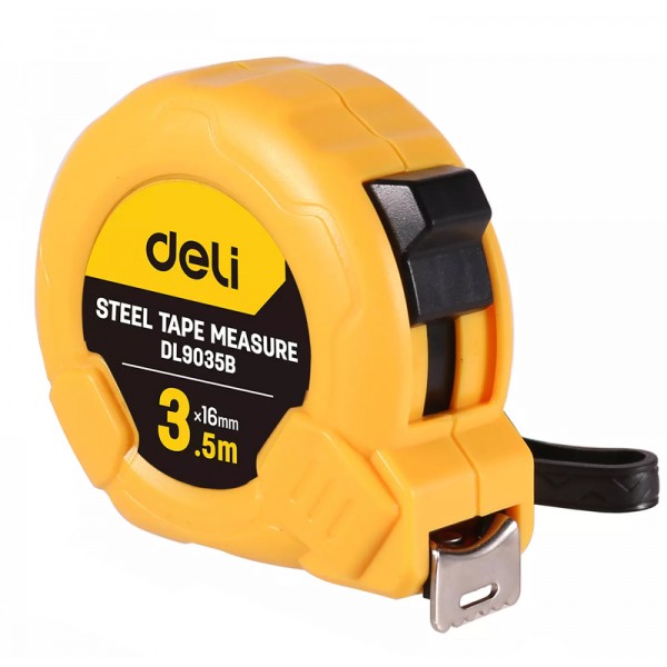 DELI μέτρο DL9035B, με κλείδωμα & clip ζώνης, 3.5m x 16mm - DELI