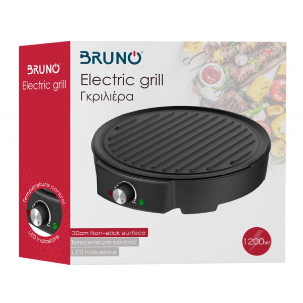 BRUNO γκριλιέρα BRN-0079, 30cm αντικολλητική επιφάνεια, 1200W - Συσκευές Ψησίματος-Μαγειρέματος