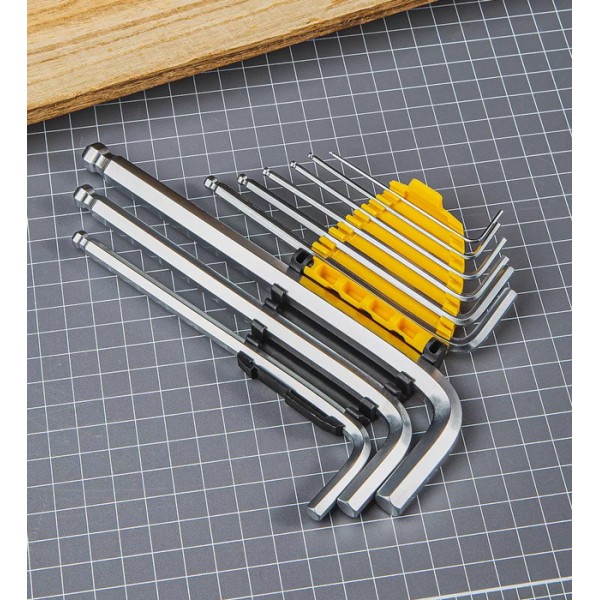DELI σετ κλειδιά Allen DL3088 με μακρύ βραχίονα, 1.5-10mm, Cr-V, 9τμχ - DELI