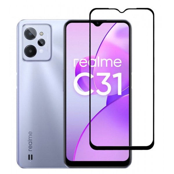 POWERTECH tempered glass 5D TGC-0580, Realme C31, full glue, μαύρο - Tempered Glass