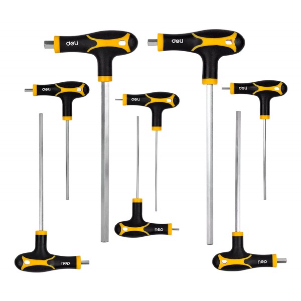 DELI σετ κλειδιά Allen DL233108, τύπου Ταφ, 2-10mm, Cr-V, 8τμχ - DELI