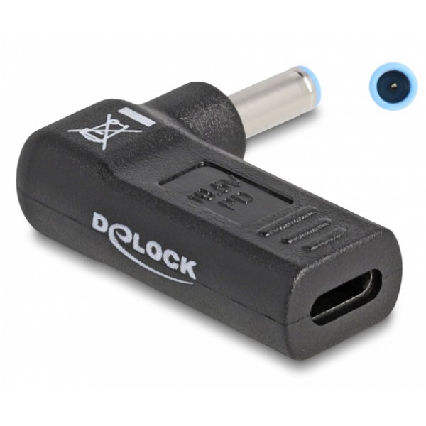DELOCK αντάπτορας τροφοδοσίας 60004, USB-C σε HP 4.5x3mm, 90°, μαύρος - Σύγκριση Προϊόντων