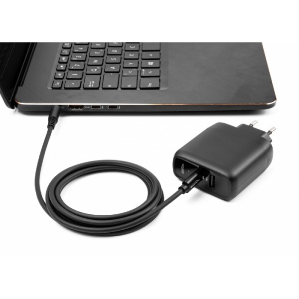 DELOCK καλώδιο τροφοδοσίας 87972, USB-C σε HP 7.4x5.0mm, 1.5m, μαύρο - DeLock