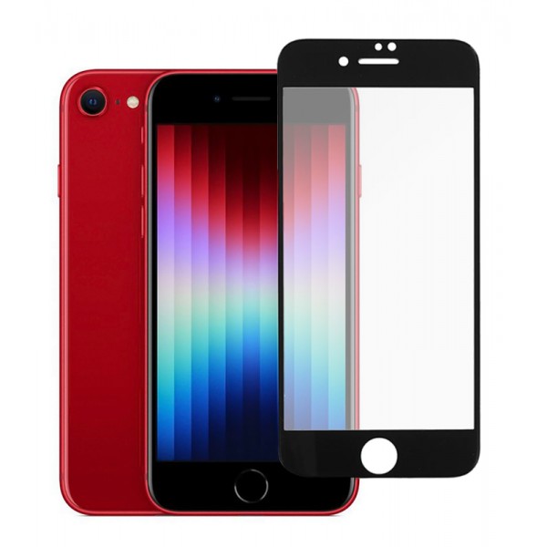 POWERTECH tempered glass 5D TGC-0584, full glue, iPhone SE 2022, μαύρο - Tempered Glass