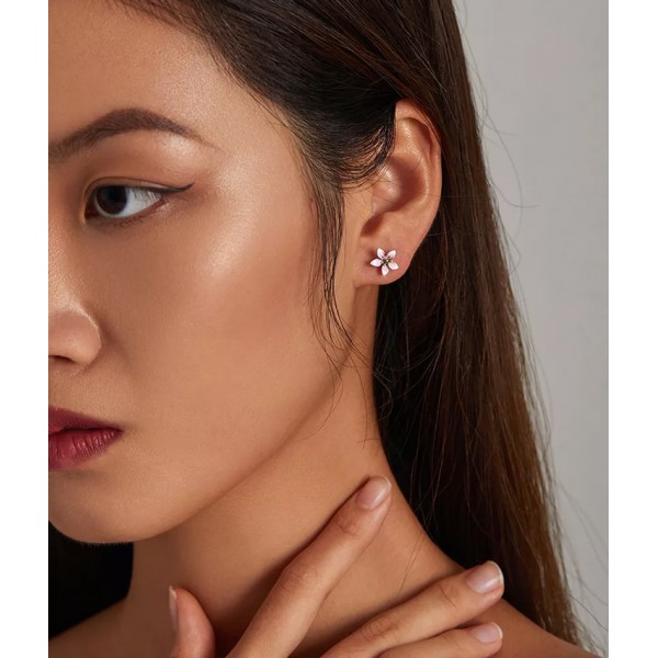 BAMOER σκουλαρίκια καρφωτά λουλούδι SCE1273, ασήμι 925, ασημί - BAMOER