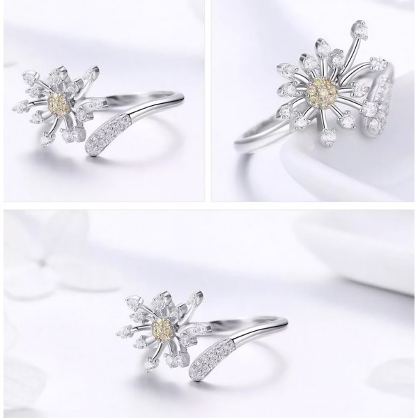 BAMOER δαχτυλίδι SCR471 με κυβική ζιρκόνια, ανοιγόμενο, ασήμι 925, ασημί - BAMOER