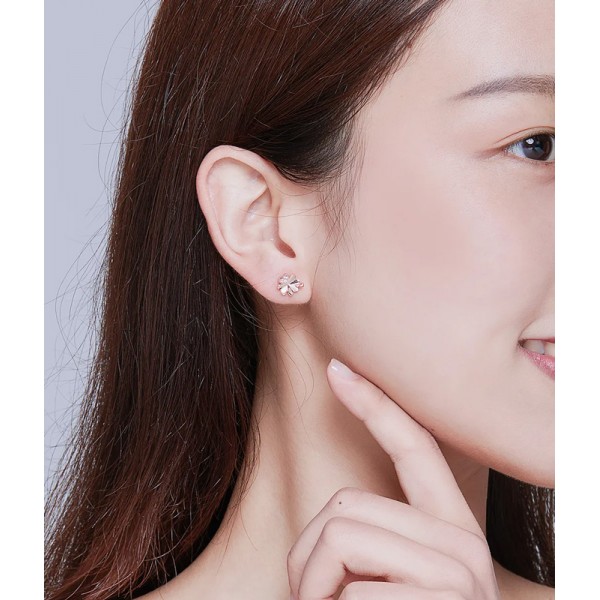 BAMOER σκουλαρίκια καρφωτά BSE233, κυβική ζιρκόνια, ασήμι 925, ροζ χρυσό - BAMOER