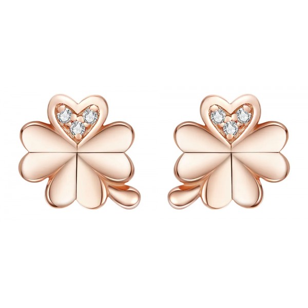 BAMOER σκουλαρίκια καρφωτά BSE233, κυβική ζιρκόνια, ασήμι 925, ροζ χρυσό - BAMOER