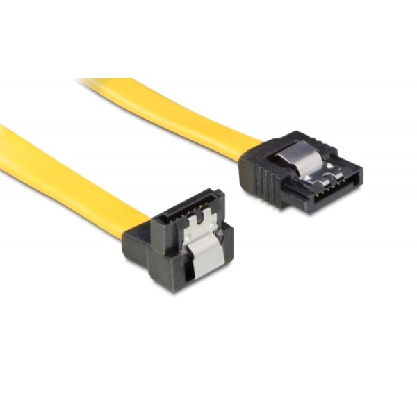 POWERTECH καλώδιο SATA CAB-W046, γωνιακό 90°, 6 Gb/s, 0.70m, κίτρινο - Εσωτερικά PC