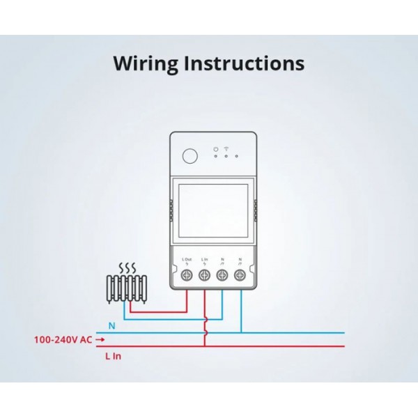 SONOFF smart διακόπτης παρακολούθησης ισχύος POWR320D, Wi-Fi, 20A